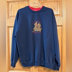 Dog Theme Embroidered Sweatshirt Navy Err Is Human Forgive Is Canine Women’s 2X